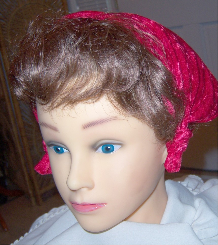 Girl's Red Velour Bandana Hat